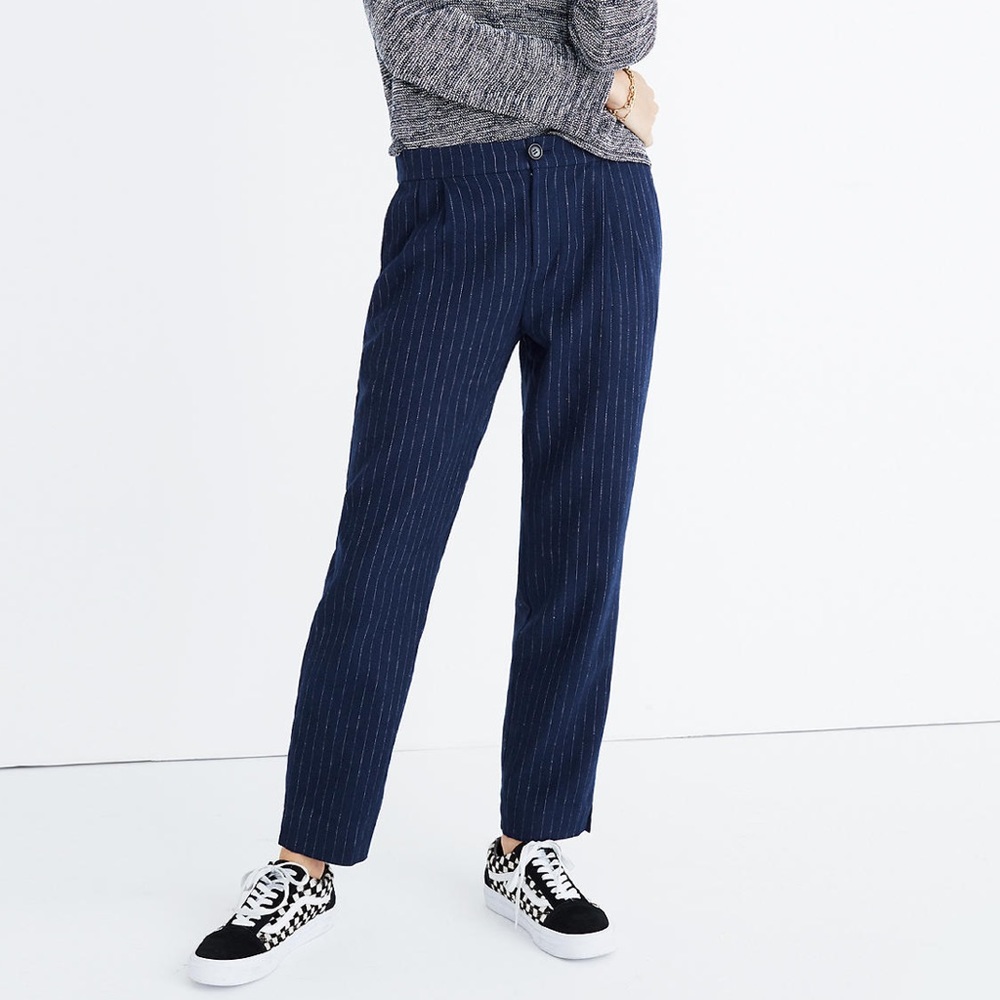 Madewell track trousers in pinstripe